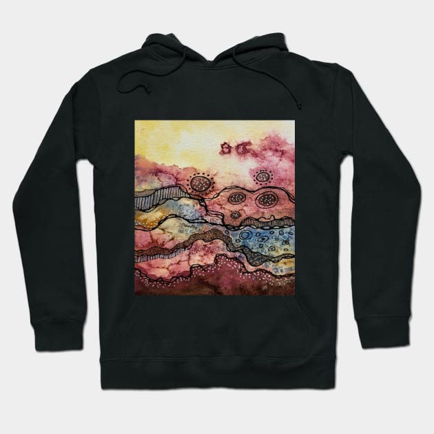 Abstract Landscape Watercolor Earth Tones Hoodie by Heartsake